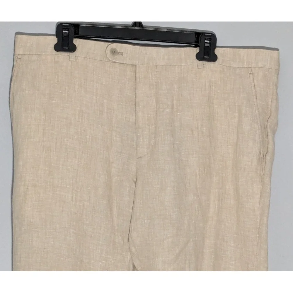 Joseph Joe Abboud Men's 100% Linen Pants Khaki Color 38 x 30 Beach Wear Summer